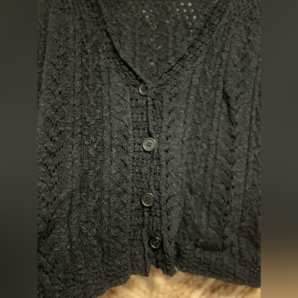 JH Collectibles Vintage Women's Black Crotchet Knit Cardigan, Size L - Picture 2 of 10